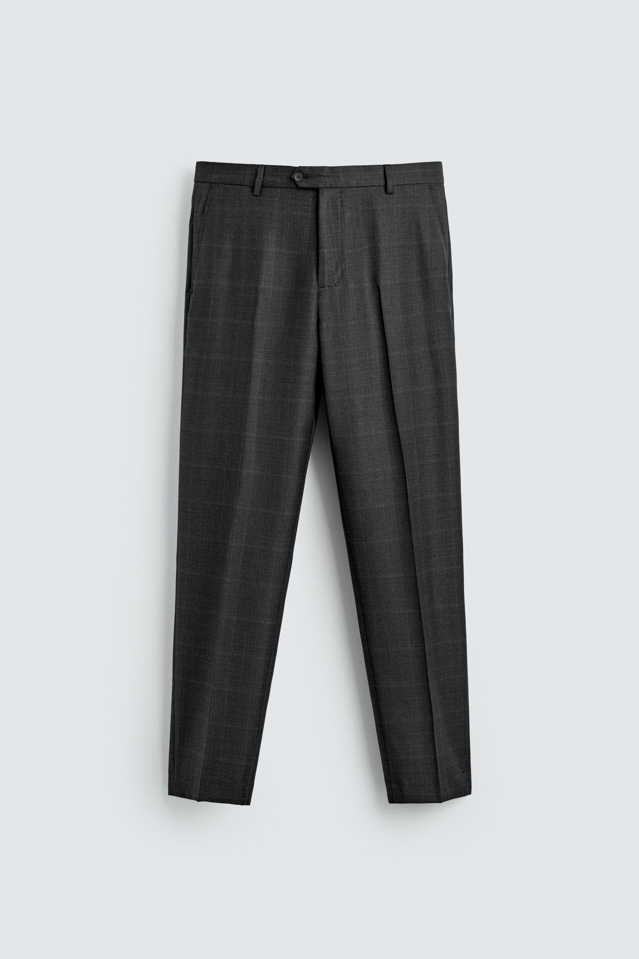100% WOOL PLAID SUIT PANTS